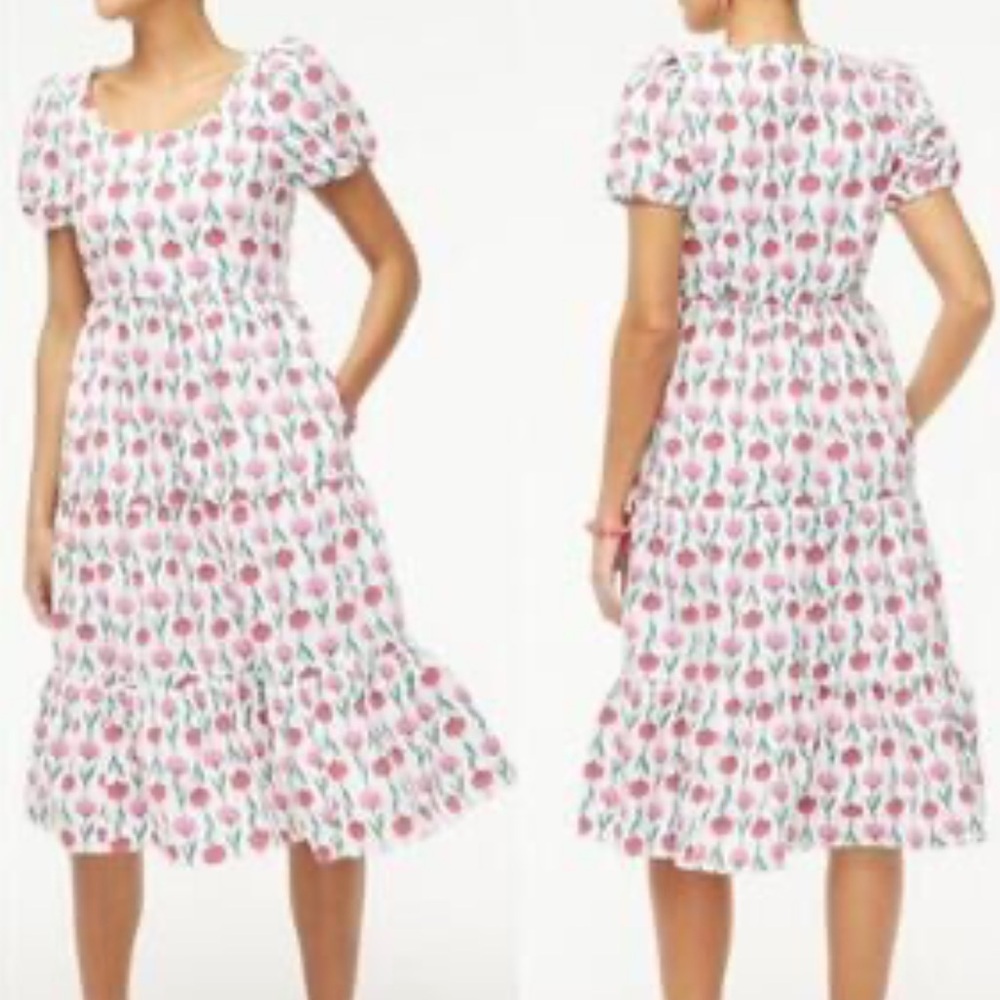 J. Crew Pink and Green Floral Dress